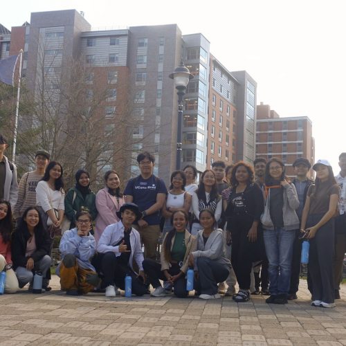 YSEALI students in front of UConn residential building